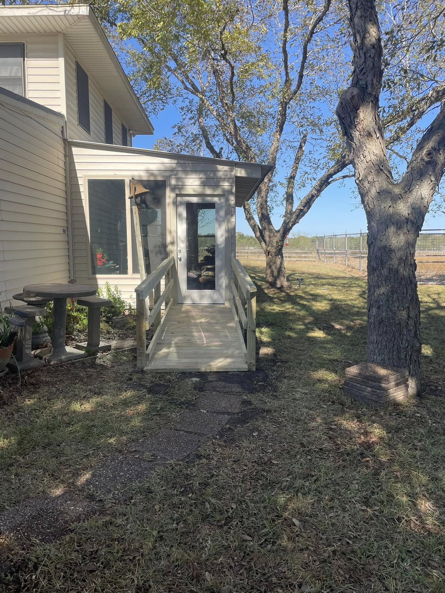 Outdoor deck and patio construction project
